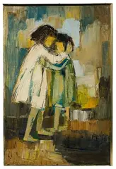 Edith Ferullo, Sisters, Oil on Canvas