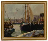 Gordon Grant, Gloucester Docks, Oil on Masonite