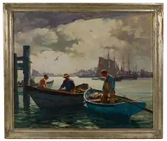 Gordon Grant, Men of Gloucester, Oil on Masonite
