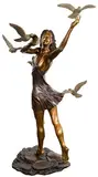 Richard Hallier, Girl with Doves, Bronze Statue