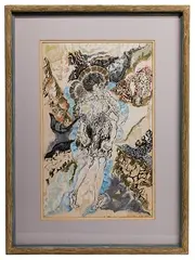 Sisters by Zdzislaw Lachur, Ink and Gouache on Paper, offered Mar 2022
