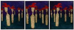 Untitled by Bill Zima, Encaustic on Burlap, offered Feb 2022