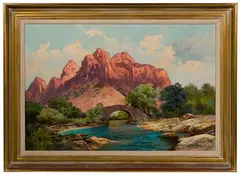 Zion National Park by Alexander Dzigurski, Oil on Canvas, offered Jan 2022
