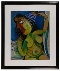 Paritosh Sen, Woman Under Shower, Gouache on Paper