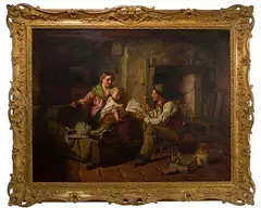 William Henry Midwood, The New Toy, Oil on Canvas
