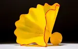 Dale Chihuly, Buttercup Yellow Persian with Red Lip Wrap, Glass Sculpture