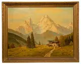 The Bavarian Alps by J. Lobis, Oil Painting on Board, offered Jul 2021