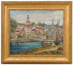 Max Kuehne, Inner Harbor, Rockport, Oil on Canvas
