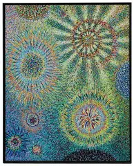 Genesis 80-1 by Aribert Munzner, Casein and Vinyl on Plexiglass, offered Apr 2021
