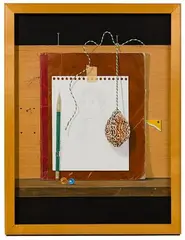 Folk Art Still Life by John Wickenberg, Oil and Silverpoint on Masonite, offered Apr 2021