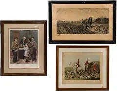 Peter Moran, Ploughing Stubble, Etching
