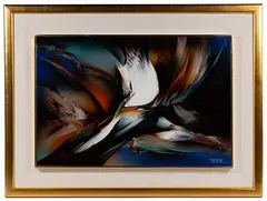 Cosmic Tempest by Leonardo Nierman, Oil on Panel, offered Feb 2021