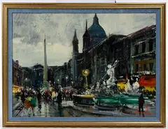 Claudio Simonetti, Navona Square, Oil on Canvas