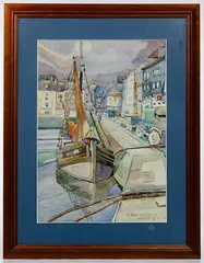 Honfleur by Eugène Konopatzky, Watercolor on Paper, offered Dec 2018
