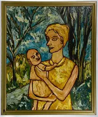 Mother and Child by Manuel Blanco-Gonzalez, Oil on Canvas, offered Dec 2018