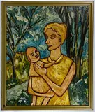 Manuel Blanco-Gonzalez, Mother and Child, Oil on Canvas