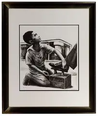 Shoe Shine Boy by Elizabeth Catlett, Lithograph, offered Nov 2020