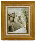 La Rue Street St. Vincent a Montmartre by Maurice Ghiglion Green, Oil on Canvas, offered Oct 2020