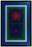 Victor Vasarely, Composition in Green, Red and Violet