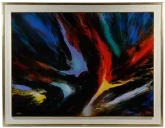 Solar Flame by Leonardo Nierman, Oil on Masonite, offered Sep 2020