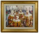 Carnaval de Binche Les Gilles by Albert Chavepeyer, Oil on Canvas, offered Sep 2020