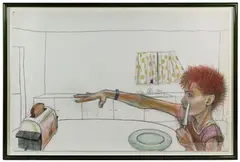 Jody Mussoff, Woman with Toaster, Pencil on Paper