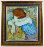 Gabriel Portoles, Thoughtful, Oil on Board