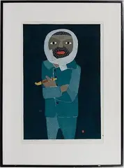 Man with Pipe by Azechi Umetaro, Woodblock Print, offered Dec 2019