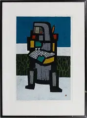 Mountaineer with Bird by Azechi Umetaro, Woodblock Print, offered Dec 2019