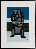 Azechi Umetaro, Mountaineer with Bird, Woodblock Print