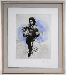Mick with Guitar by Ronnie Wood, Etching, offered Dec 2019