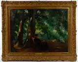Under the Trees by Otto Peters, Oil on Canvas, offered Sep 2019
