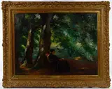 Under the Trees by Otto Peters, Oil on Canvas, offered Aug 2019