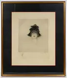 Louis Icart, Lady with Black Hat, Aquatint Etching