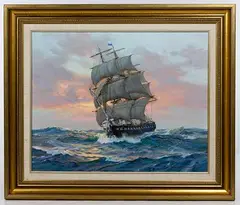 Charles Vickery, The U.S.S Constitution, Oil on Canvas