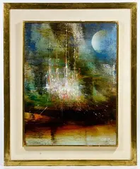 Metropoli by Leonardo Nierman, Oil on Masonite, offered Jul 2019