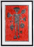 John E. Buck, Man With Horses, Woodcut on Paper