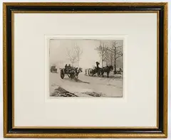 Edgar Chahine, Quartier du Combat, Etching and Drypoint