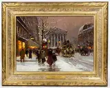Rue Royale et La Madeleine in Winter by Édouard Cortès, Oil on Canvas, offered Feb 2019