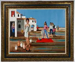 Beach Party by Jean Pierre Serrier, Oil on Canvas, offered Jan 2019