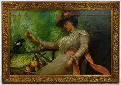 Philip Richard Morris, Maiden and the Magpie, Oil on Canvas