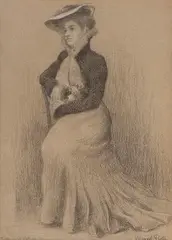 Manuel Robbe, La Voilette, Charcoal and Chalk on Paper