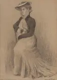 Manuel Robbe, La Voilette, Charcoal and Chalk on Paper