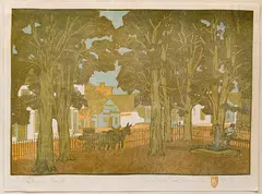 Courthouse Yard by Gustave Baumann, Woodcut, offered Mar 2025