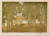 Courthouse Yard by Gustave Baumann, Woodcut, offered Mar 2025