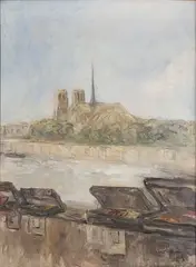 Pierre Laprade, Notre Dame from the West Bank, Oil on Canvas