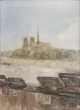 Pierre Laprade, Notre Dame from the West Bank, Oil on Canvas