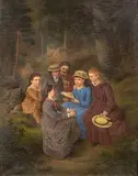Girls Reading on a Picnic by Julia Caroline Hamann, Oil on Canvas, offered Jun 2025