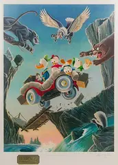 Carl Barks, Leaving Their Cares Behind, Lithograph
