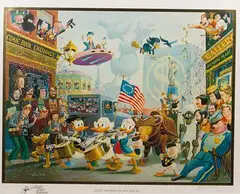 Carl Barks, July Fourth in Duckburg, Lithograph
